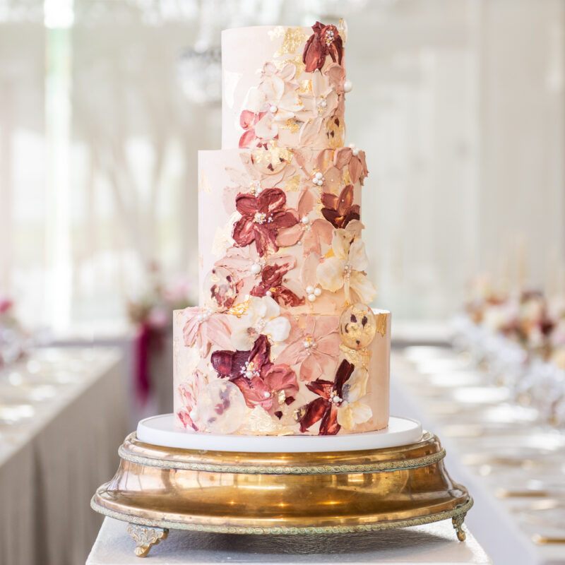 Hand-painted Floral Buttercream Wedding Cake