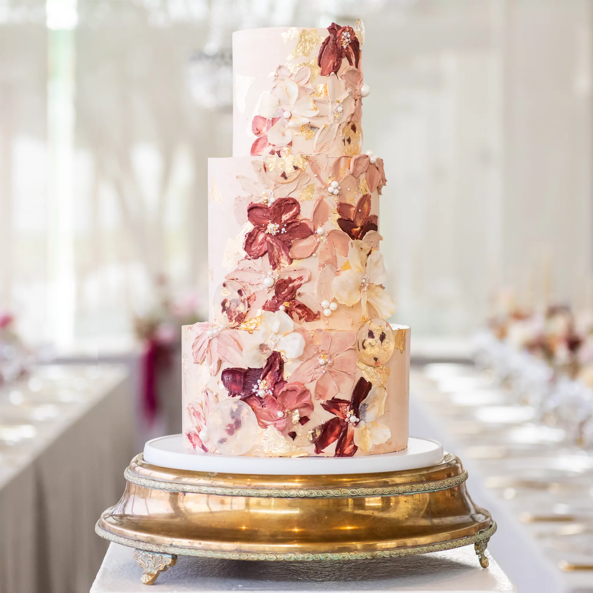 Hand-painted Floral Buttercream Wedding Cake