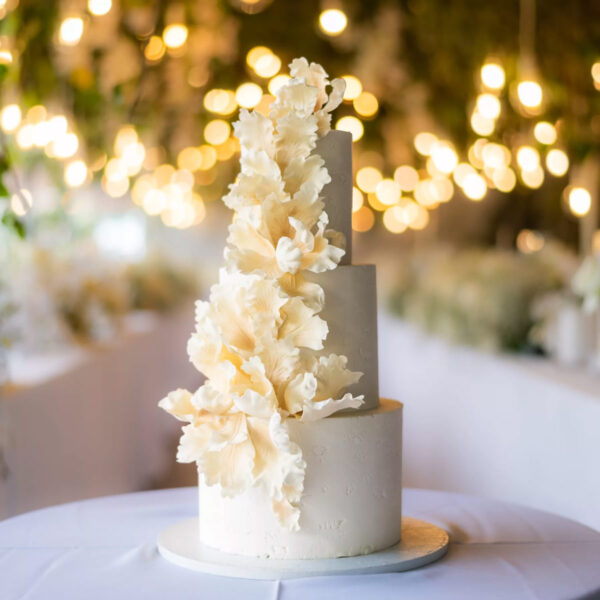 Ivory Wedding Cake with Cascading Sugar Petals